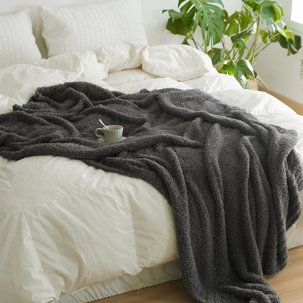 SoftNest Minimalist Knit Throw Blanket Microfiber Blend 51x63 Soft Cozy All-Season Solid Color