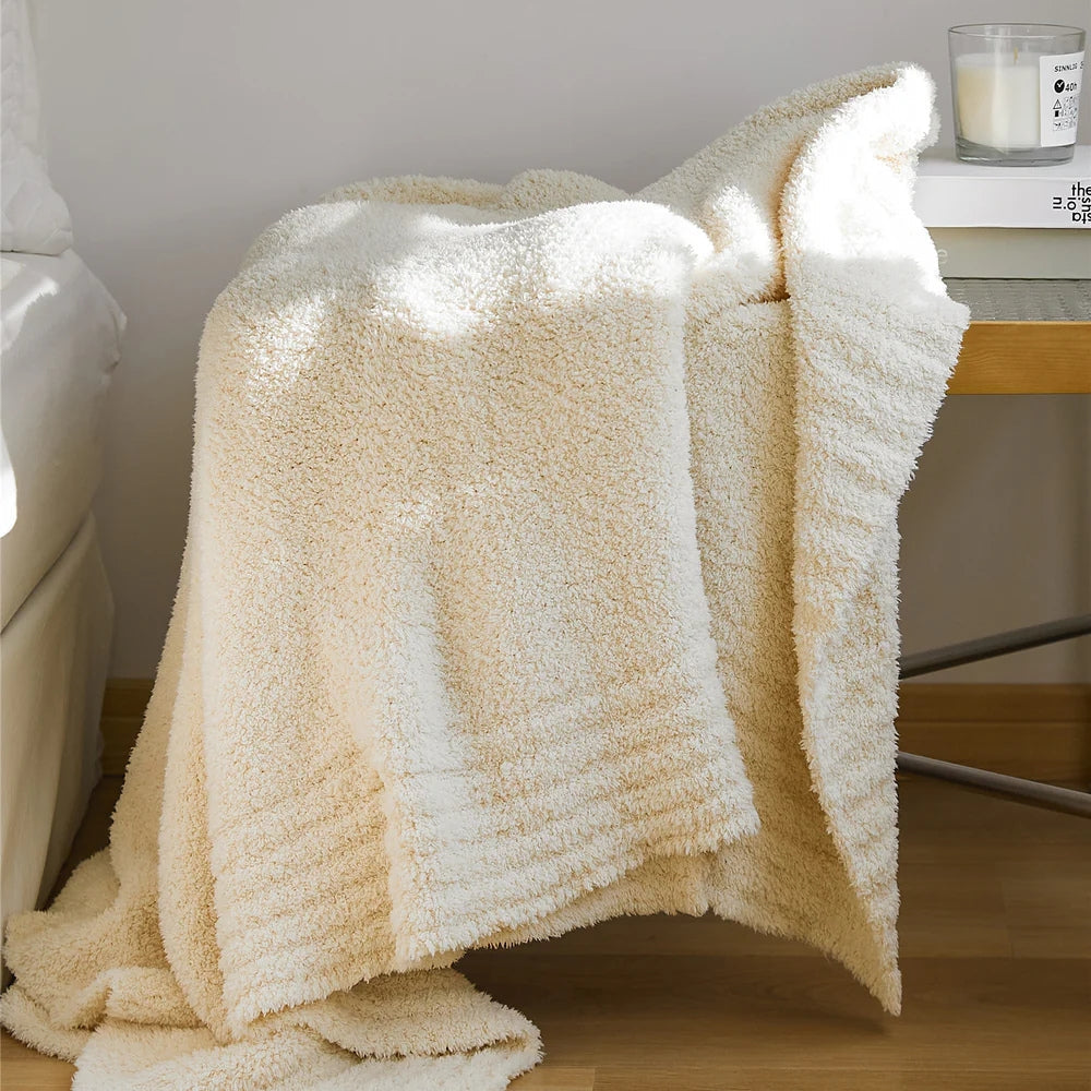 SoftNest Minimalist Knit Throw Blanket Microfiber Blend 51x63 Soft Cozy All-Season Solid Color
