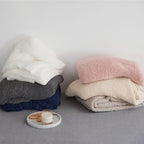 SoftNest Minimalist Knit Throw Blanket Microfiber Blend 51x63 Soft Cozy All-Season Solid Color