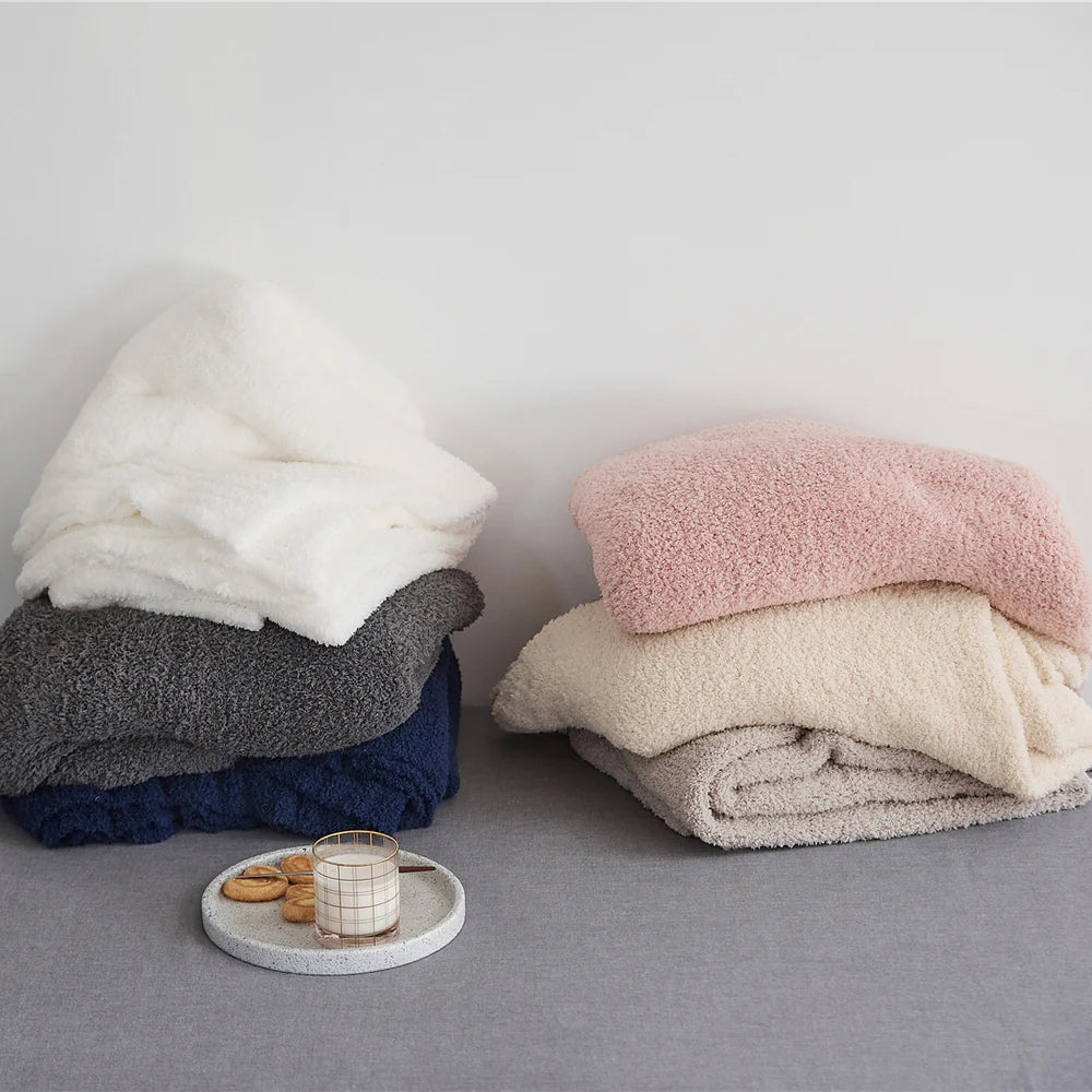 SoftNest Minimalist Knit Throw Blanket Microfiber Blend 51x63 Soft Cozy All-Season Solid Color