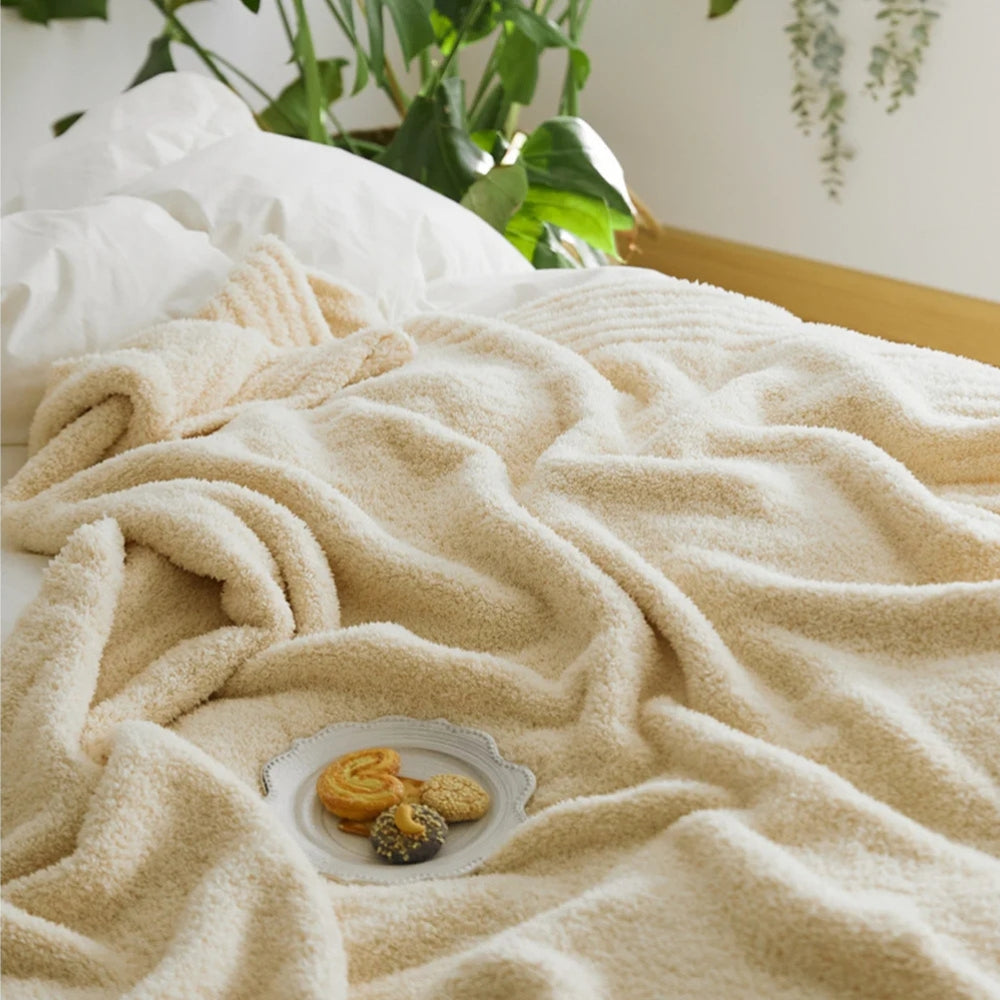 SoftNest Minimalist Knit Throw Blanket Microfiber Blend 51x63 Soft Cozy All-Season Solid Color