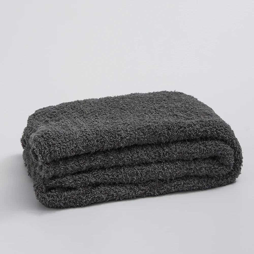 SoftNest Minimalist Knit Throw Blanket Microfiber Blend 51x63 Soft Cozy All-Season Solid Color