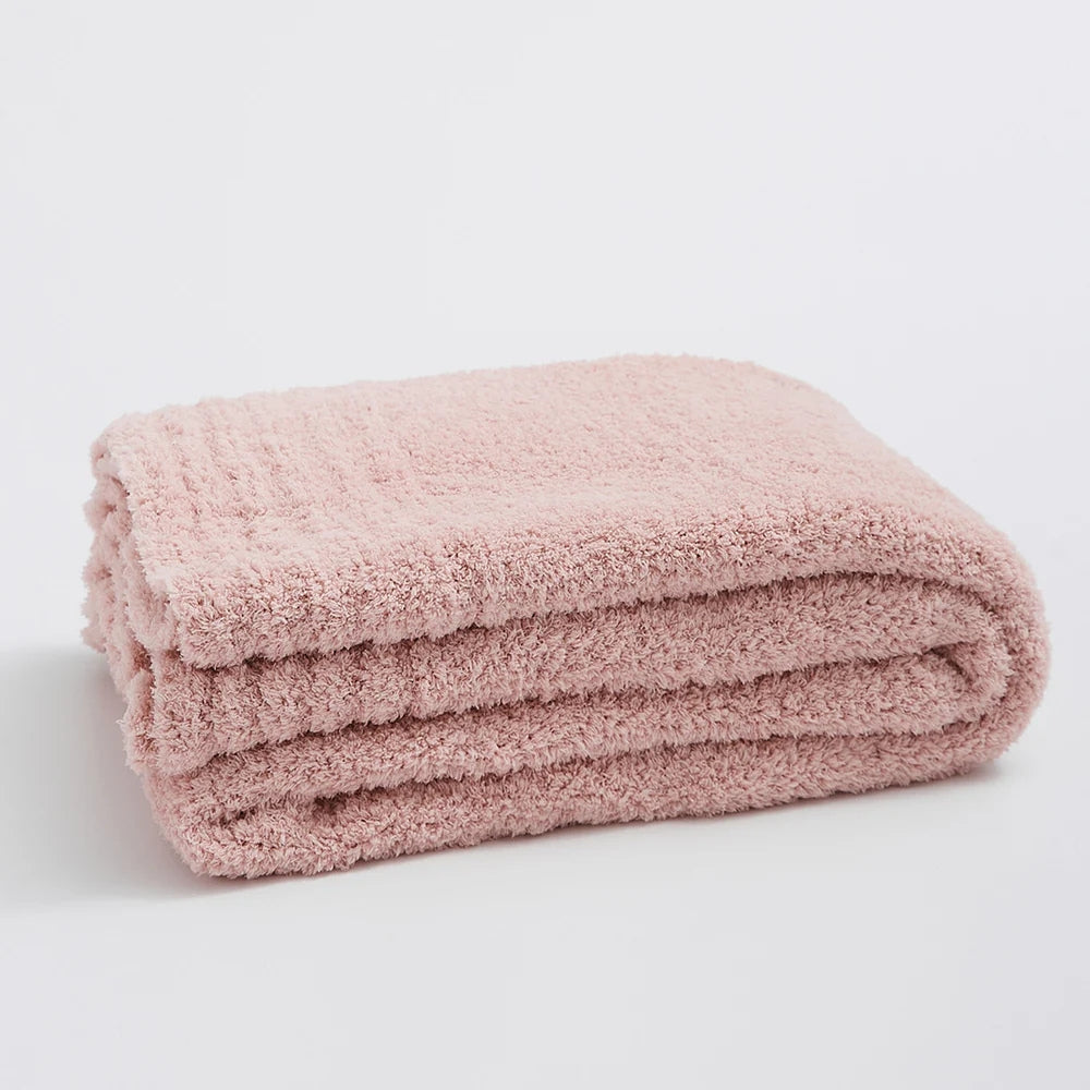 SoftNest Minimalist Knit Throw Blanket Microfiber Blend 51x63 Soft Cozy All-Season Solid Color