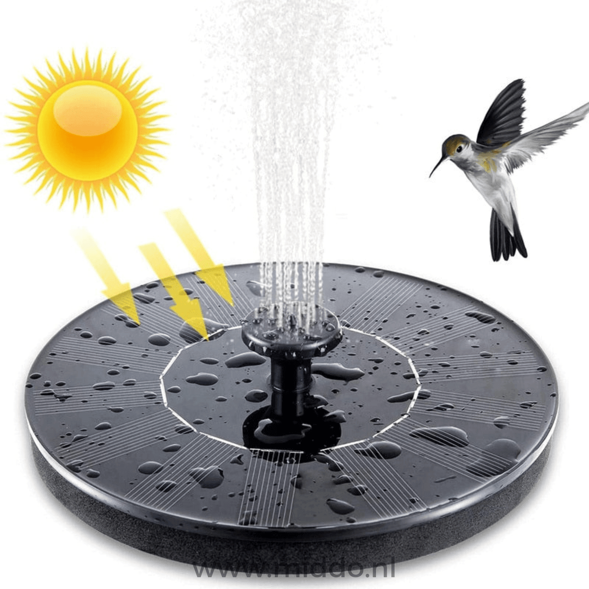 Solar-Powered Outdoor Garden Fountain 16cm Durable ABS Plastic Water Feature