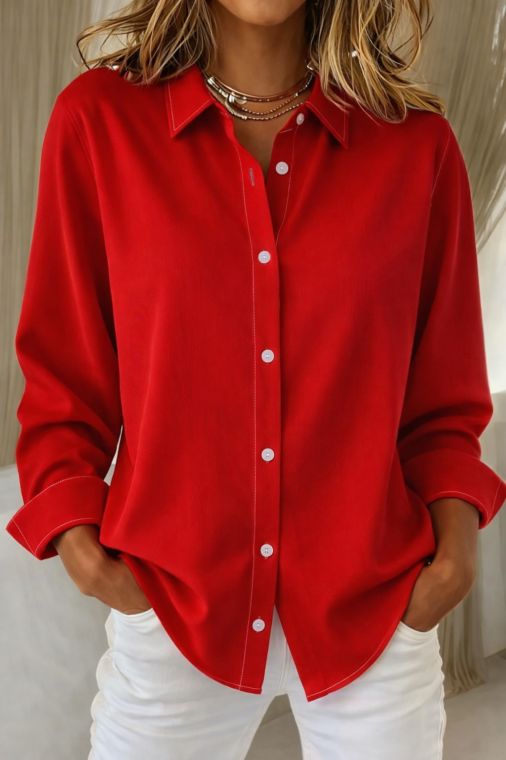 Harrow Sophie women’s linen button-down blouse in breezy summer style, lightweight and casual for warm weather.
