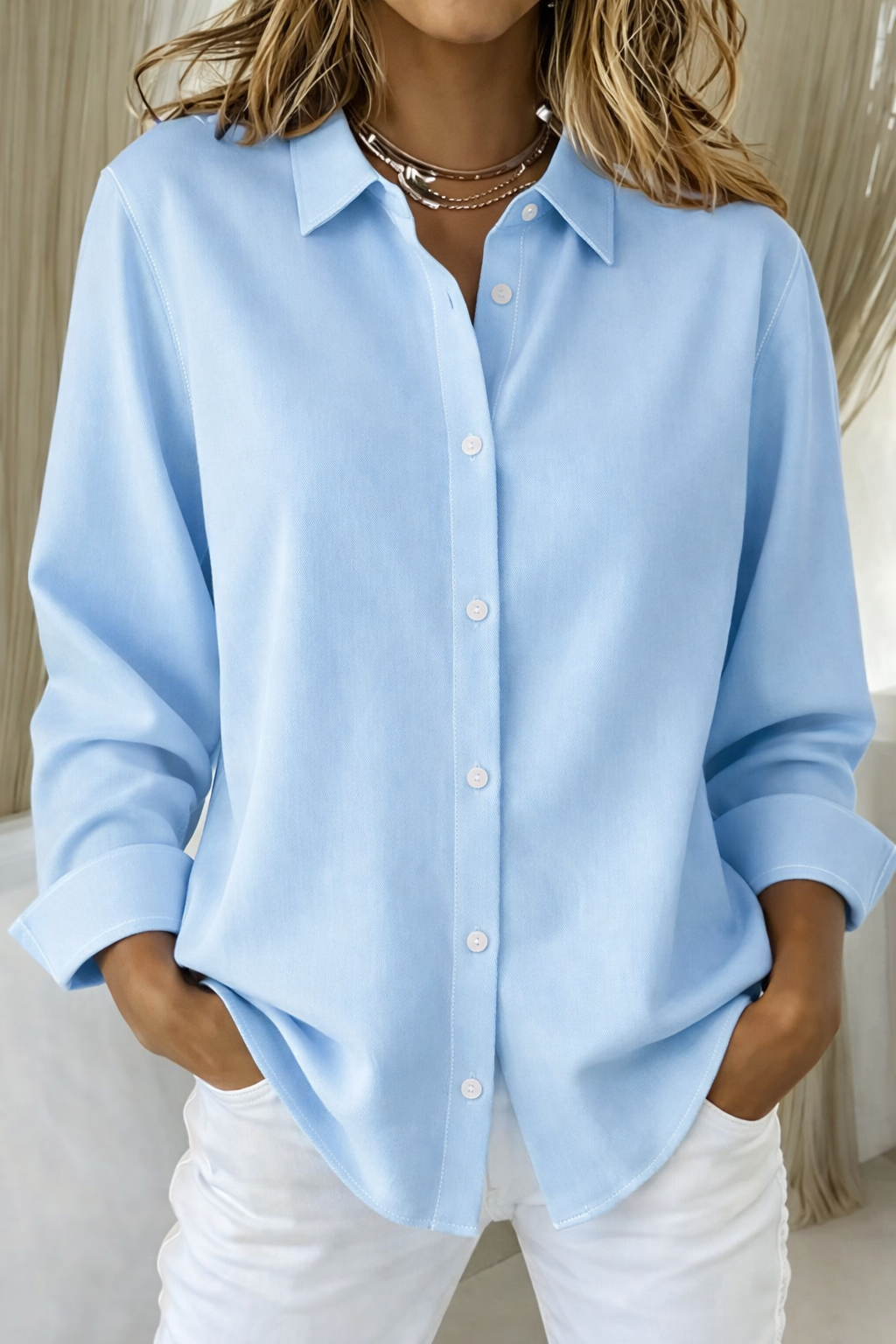 Harrow Sophie women's linen button-down blouse with a breezy, lightweight design, perfect for summer wear.