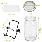 Sprouting Glass Jar Set 2pcs 950ml with Stainless Steel Lid, Mesh Sieve, and Holder for Seed Germination