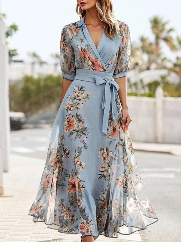 Elegant V-neck midi dress for women by Harrow, featuring a flattering fit and stylish design, shown in a sleek, feminine silhouette.