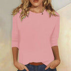 Harrow Stella women's casual summer blouse with crew neck and 3/4 sleeves, perfect for everyday wear.