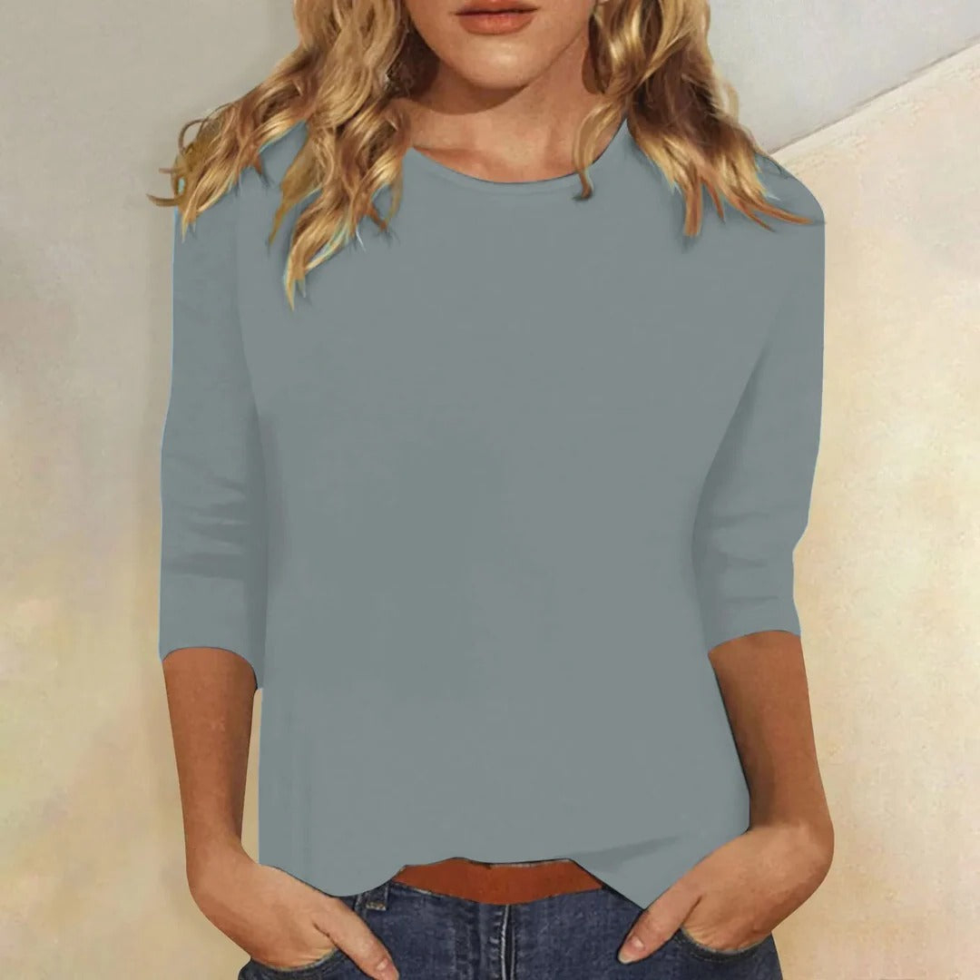 Harrow Stella casual women's blouse with crew neck and 3/4 sleeves, perfect for summer everyday wear.
