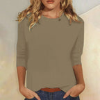 Harrow Stella women's casual summer blouse with crew neck and 3/4 sleeves, lightweight and comfortable for everyday wear.