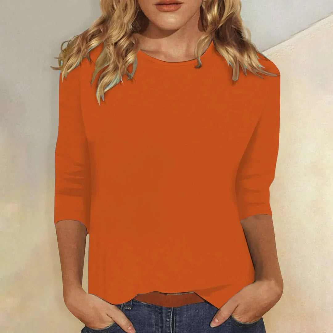 Harrow Stella casual women's blouse with crew neck and 3/4 sleeves, perfect for summer everyday wear.