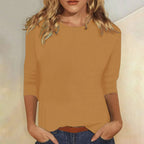 Harrow Stella women's casual summer blouse with crew neck and 3/4 sleeves, lightweight and stylish for everyday wear.