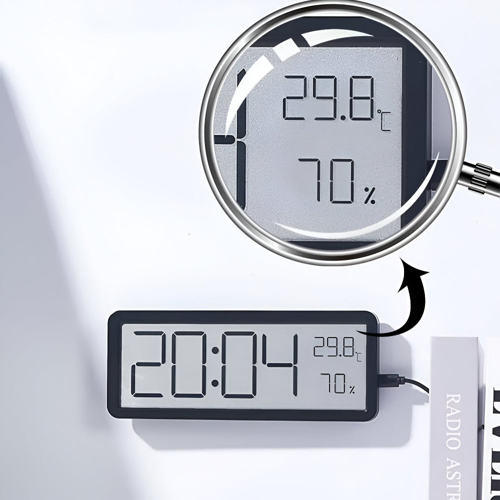 Digital LED Wall Clock Large Display with Temperature and Humidity Acrylic Modern Wall Clock