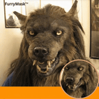 FurryMask Realistic Werewolf Mask with Artificial Fur Halloween Costume Headgear