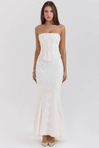 Zora | Elegant Embroidered Wedding Guest Maxi Dress for Women