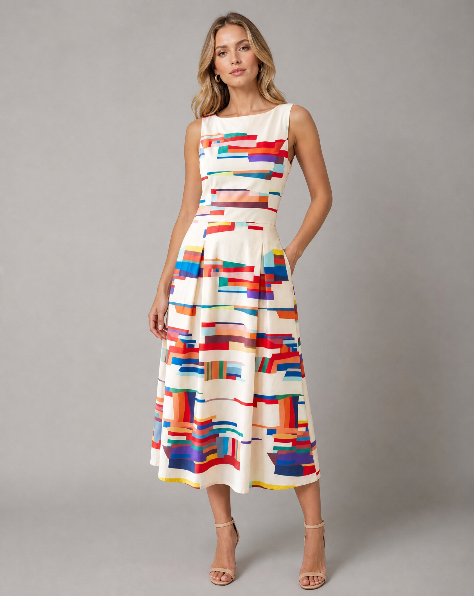 Zuba | Elegant Geometric Print Maxi Dress for Women