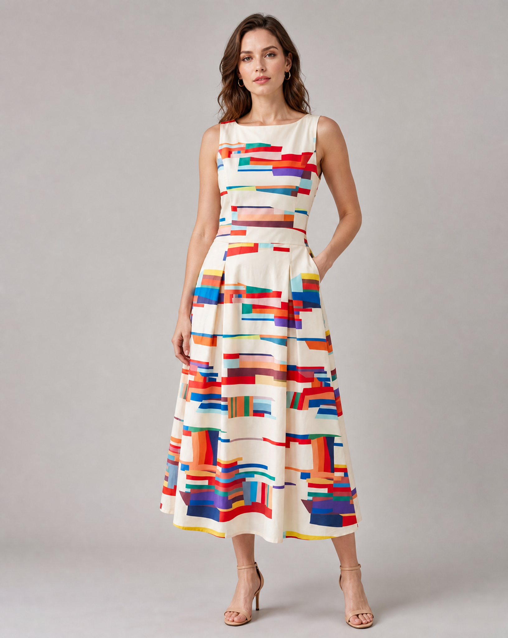 Zuba | Elegant Geometric Print Maxi Dress for Women