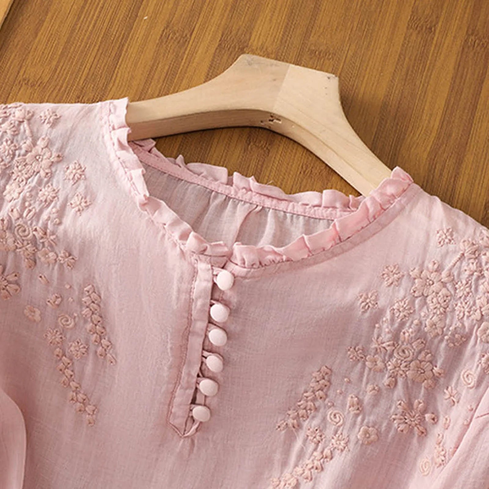 Harrow Suzanne floral linen blouse for women, lightweight summer apparel with a relaxed fit and floral print.