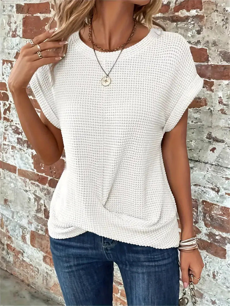 Harrow Sylvia casual waffle knit women's top, featuring a relaxed fit and soft fabric for everyday wear.
