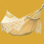 Double Canvas Hammock Cotton Linen Outdoor Indoor Photography Prop White 200x150cm