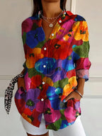 Harrow Terri floral linen blouse for women with vibrant summer print, lightweight and stylish apparel perfect for warm weather.
