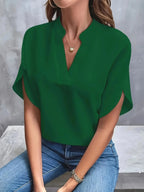 Harrow Thalia cropped linen blouse for women, featuring a sophisticated summer design with lightweight, breathable fabric.