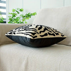 Modern White Tiger Stripe Cushion Cover Soft Microfiber Embroidered Finish Standard Square Size