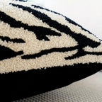 Modern White Tiger Stripe Cushion Cover Soft Microfiber Embroidered Finish Standard Square Size
