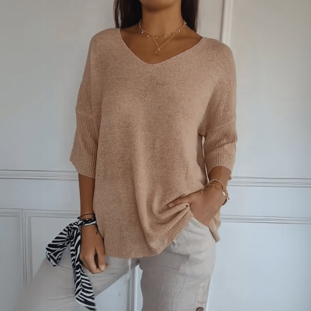 Harrow Toni V-neck casual blouse for women, lightweight summer top in soft fabric, styled with short sleeves and relaxed fit.