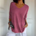 Harrow Toni V-neck casual blouse for women, lightweight summer top in soft fabric, shown in a relaxed fit with short sleeves.