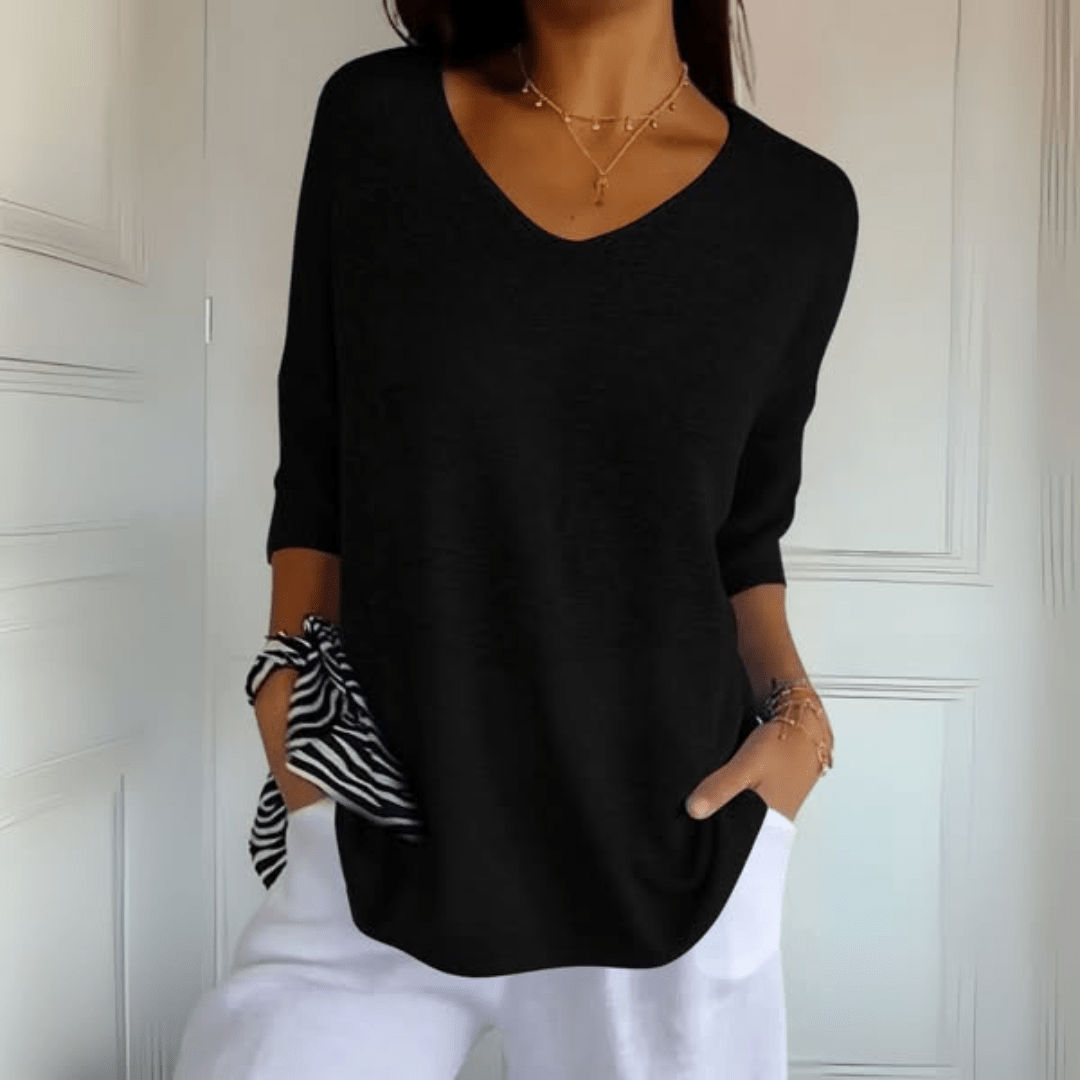 Harrow Toni V-neck casual blouse for women, lightweight summer top with relaxed fit and short sleeves, in a soft, breathable fabric.