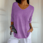 Harrow Toni V-neck casual blouse for women in summer, featuring lightweight fabric and relaxed fit, displayed on a model.