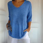 Harrow Toni V-neck casual blouse for women in summer, featuring lightweight fabric and relaxed fit, displayed on a model.