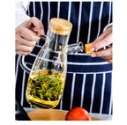 Transparent Glass Olive Oil Bottle With Handle and Cork Eco-Friendly Pouring Container