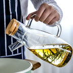 Transparent Glass Olive Oil Bottle With Handle and Cork Eco-Friendly Pouring Container