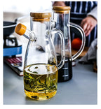 Transparent Glass Olive Oil Bottle With Handle and Cork Eco-Friendly Pouring Container