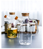 Transparent Glass Olive Oil Bottle With Handle and Cork Eco-Friendly Pouring Container