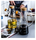 Transparent Glass Olive Oil Bottle With Handle and Cork Eco-Friendly Pouring Container
