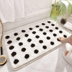 Plush Microfiber Bath Mat Non-Slip Quick-Dry Bathroom Rug Colorful Polka Dot Design