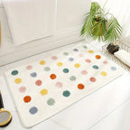 Plush Microfiber Bath Mat Non-Slip Quick-Dry Bathroom Rug Colorful Polka Dot Design