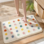Plush Microfiber Bath Mat Non-Slip Quick-Dry Bathroom Rug Colorful Polka Dot Design