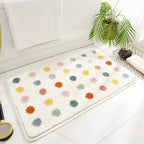 Plush Microfiber Bath Mat Non-Slip Quick-Dry Bathroom Rug Colorful Polka Dot Design