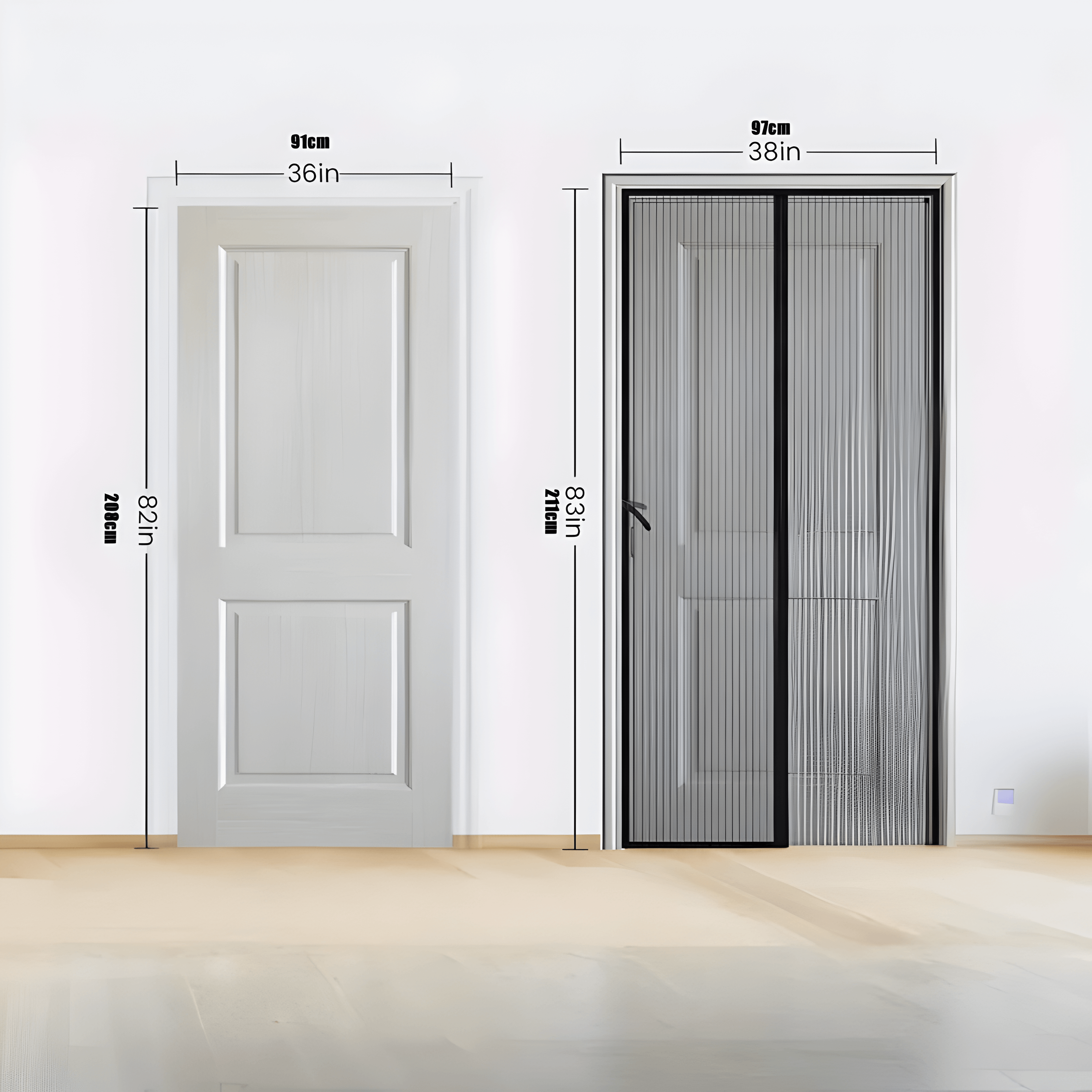 Self-Closing Magnetic Insect Screen Polyester Fiber Pet-Friendly Door Screen Black or White
