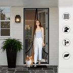 Self-Closing Magnetic Insect Screen Polyester Fiber Pet-Friendly Door Screen Black or White