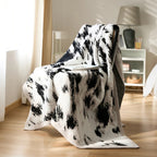 Black and White Fuzzy Knit Throw Blanket Cotton Microfiber Blend 51x63 Soft Cozy Home Decor