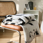 Black and White Fuzzy Knit Throw Blanket Cotton Microfiber Blend 51x63 Soft Cozy Home Decor