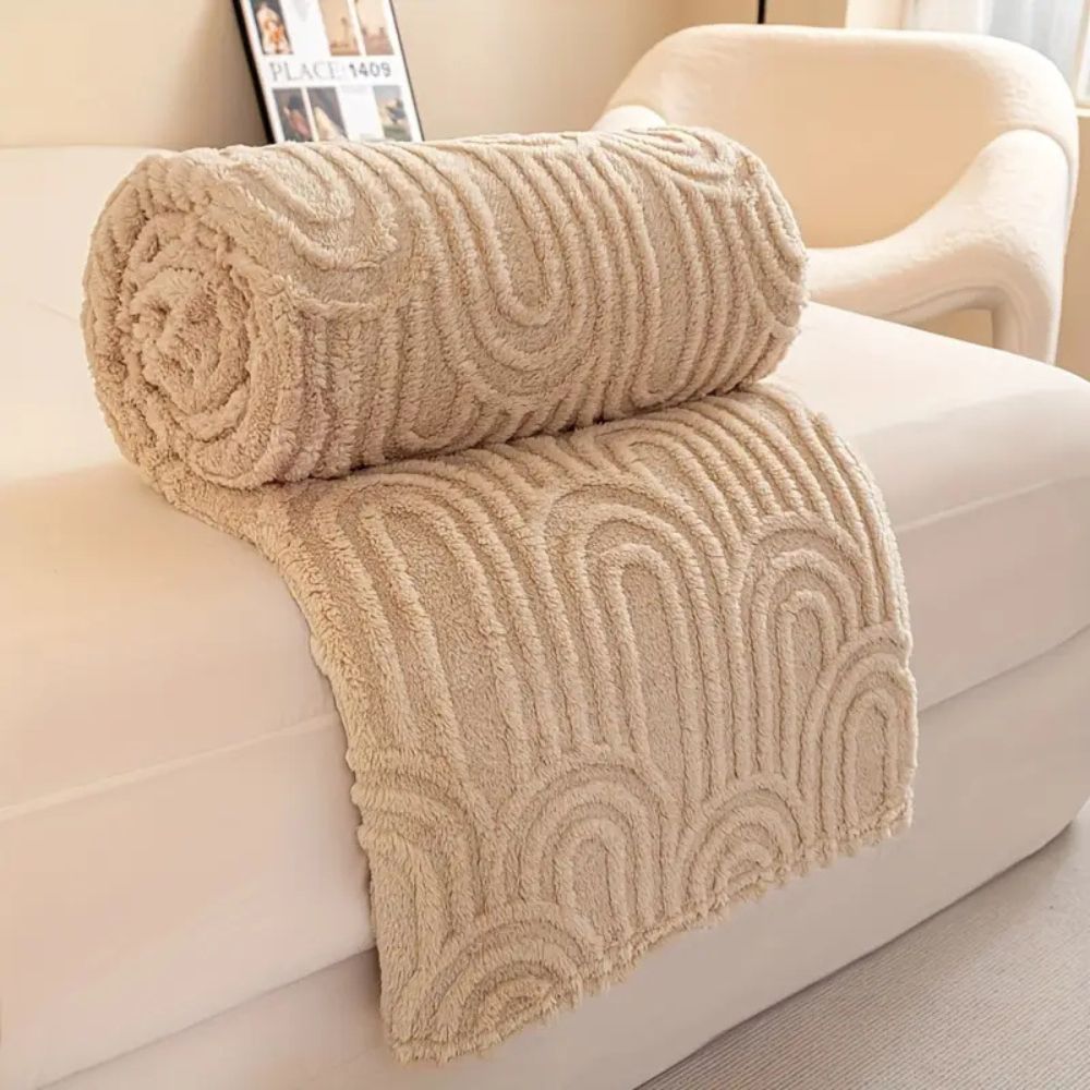 Ultra-Plush Microfiber Blanket Lightweight Cozy Throw with Raised Arch Pattern for Home and Travel