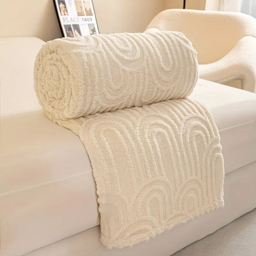 Ultra-Plush Microfiber Blanket Lightweight Cozy Throw with Raised Arch Pattern for Home and Travel