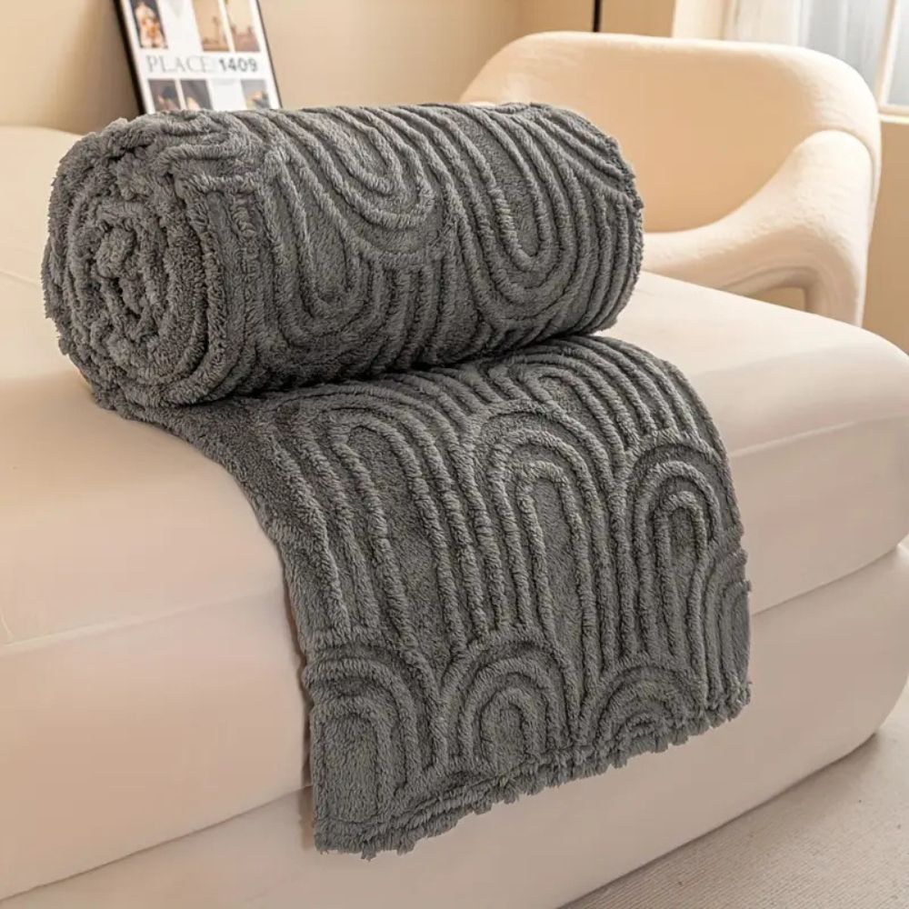 Ultra-Plush Microfiber Blanket Lightweight Cozy Throw with Raised Arch Pattern for Home and Travel